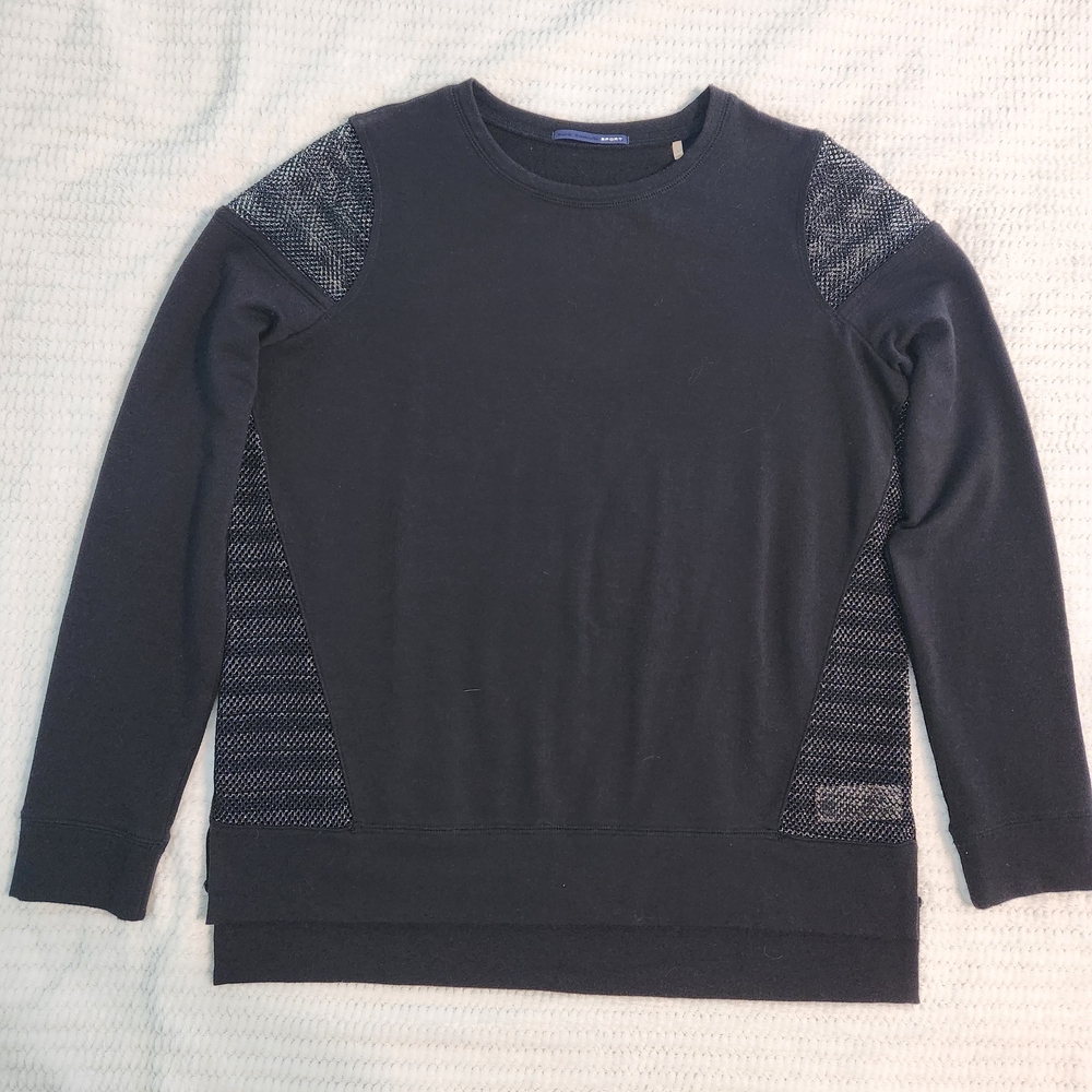 Elie Tahari Sport Women’s Black Sweatshirt M Mesh Sparkle Panels Long Sleeve...